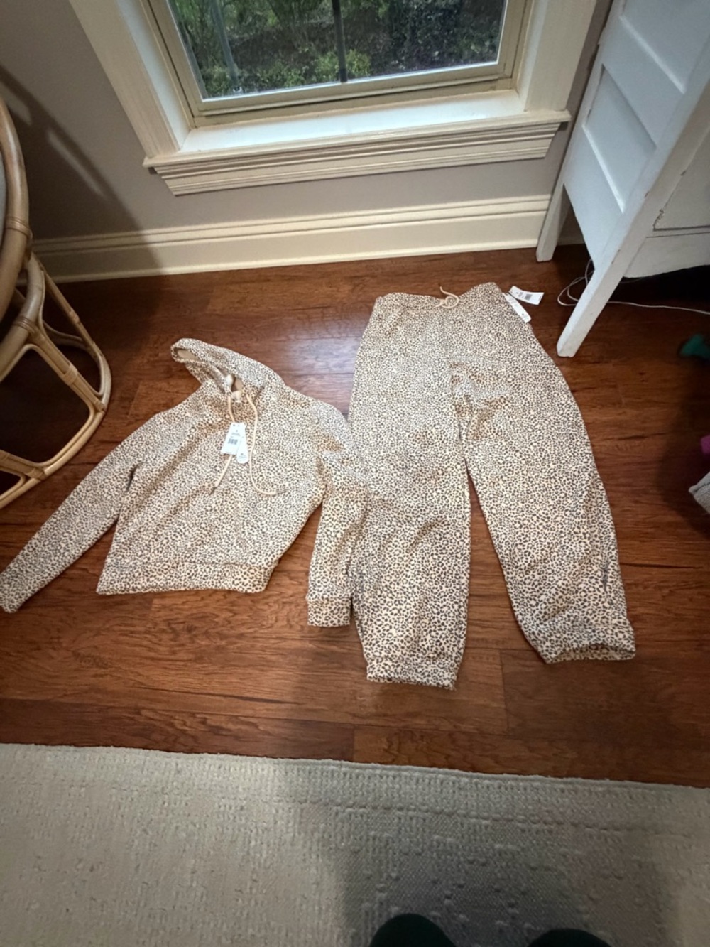 Olive & Oak Beige/Cream Leopard Print Hoodie and Jogger Set